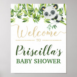 Poster Baby shower neutre pour les femmes Panda Bienvenue