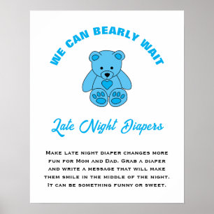 Poster Baby shower Nous Pouvons Attendre Tard Diapos De N