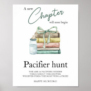Poster Baby shower nouveau chapitre - Jeu de chasse à la