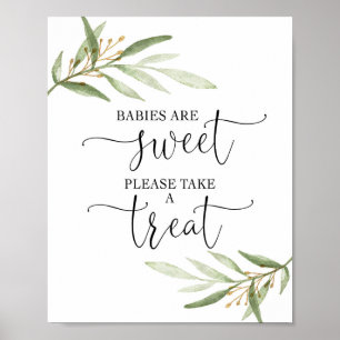 Poster Baby shower or vert faveurs signe