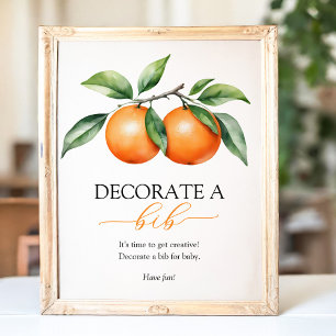 Poster Baby shower orange Décorez Un Bib Signal