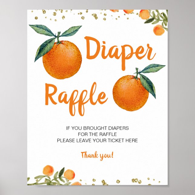 Poster Baby shower Orange Tropical Pedestal (Devant)