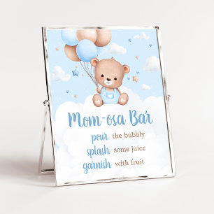 Poster Baby shower Ours Bleu Teddy Maman Osa Bar Signal