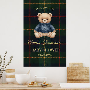 Poster Baby Shower Ours Teddy Bear Chic Prépa 
