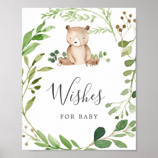 Poster Baby shower Ours Voeux Pour Bébé Signal (Devant)