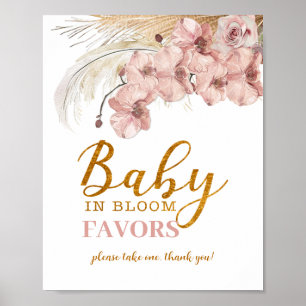 Poster Baby shower Pampas Grass Boho Favoriser Signal