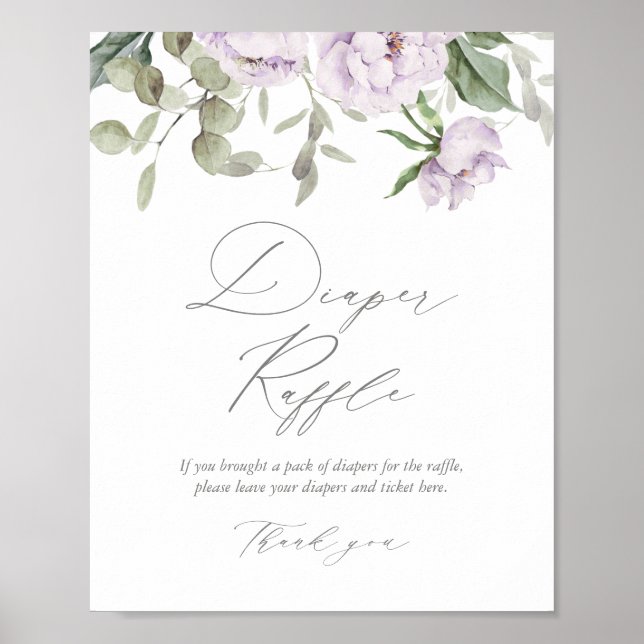 Poster Baby shower papillon floral violet Déchets de couc (Devant)