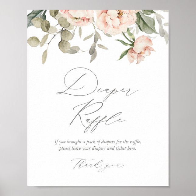 Poster Baby shower papillon rose floral Raffin de couche (Devant)
