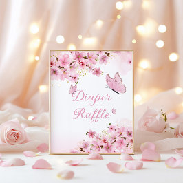 Poster Baby shower papillon rose rouille