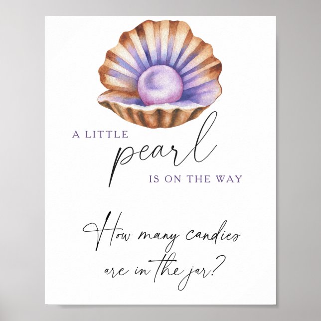 Poster baby shower perle Devinez combien de bonbons (Devant)