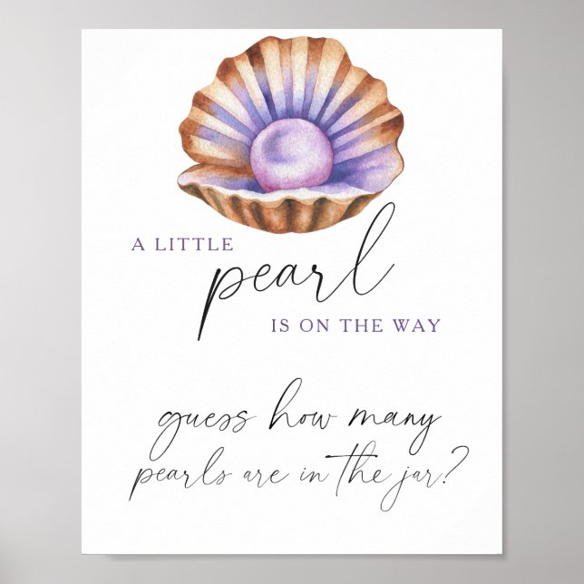 Poster baby shower perle Devinez combien de perles (Devant)