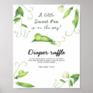Poster Baby shower petit pois - tombola de couches
