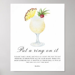 Poster Baby shower Pina colada - Mets-lui la bague au doi