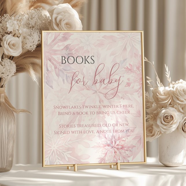 Poster Baby shower Pink Snowflake Livres pour bébé (Créateur téléchargé)