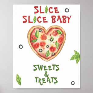 Poster baby shower pizza - sucreries et friandises