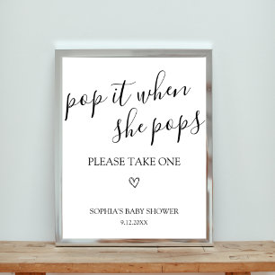 Poster Baby shower Pop It When She Pops Sign