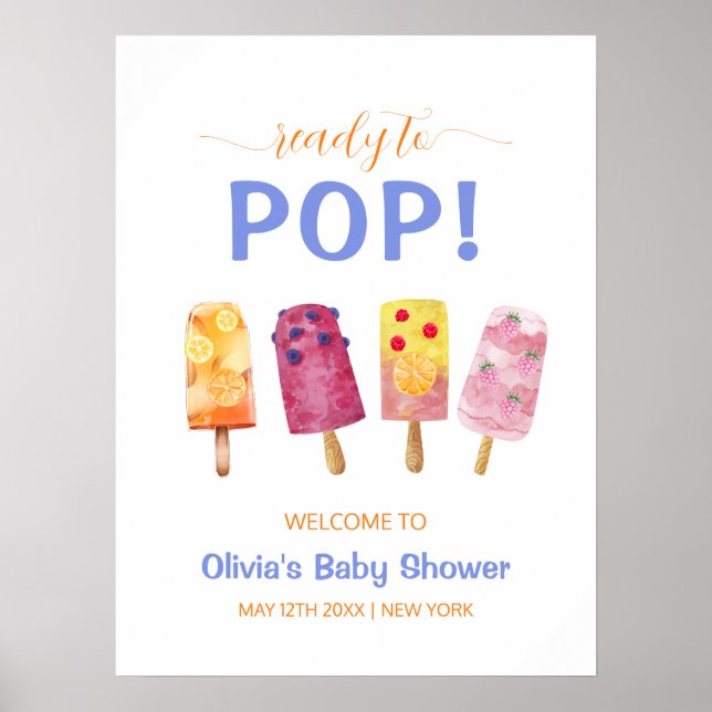 Poster Baby shower Popcicule de crème glacée aux fruits m (Devant)