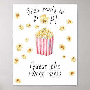 Poster Baby shower Popcorn - Devinez le gâchis sucré