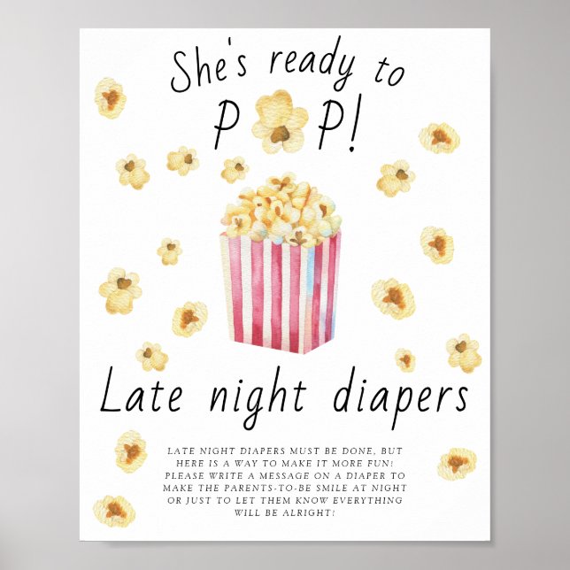 Poster Baby shower Popcorn - Late night couches jeu (Devant)