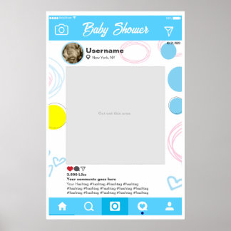 Poster Baby shower Póster Instagram Selfie Cadre Personna
