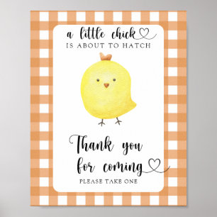 Poster Baby shower poulet - Merci d'être venu