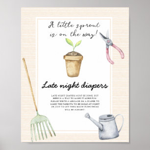 Poster Baby shower pousse - Jeu de couches tard la nuit