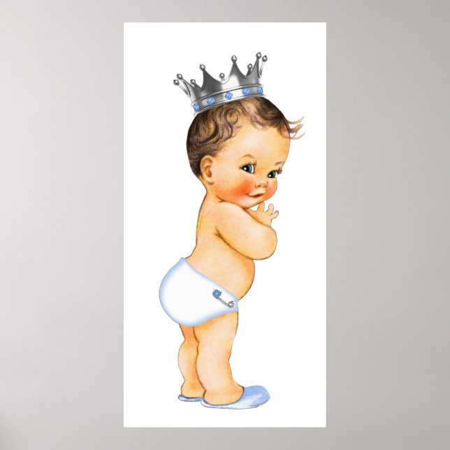 Poster Baby Shower Prince Brunette (Devant)