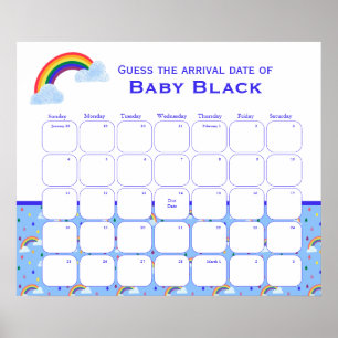 Poster Baby shower Rainbow Storm Devine La Date D'Échéanc