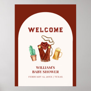 Poster Baby shower Rodeo Cowboy Cactus Beer Arch Bienvenu