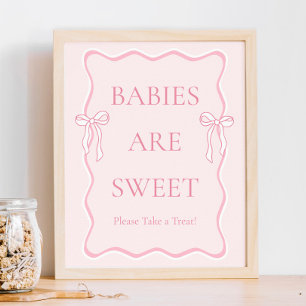 Poster Baby shower rose Bow Bébés sont Sweet Favor