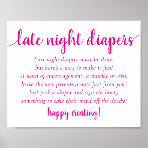 Poster Baby shower rose chaud Panneau Diapositives noct
