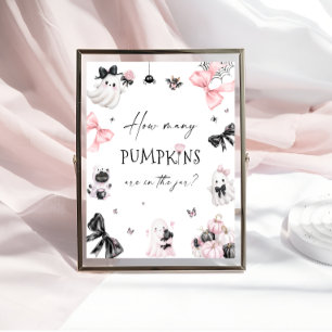 Poster Baby shower rose d'Halloween Devine combien de Cit