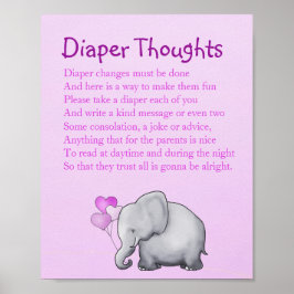 Poster Baby shower rose Eléphant Diaper Pensées Jeu