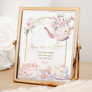 Poster Baby shower rose Floral Tea Party Momosa Bar