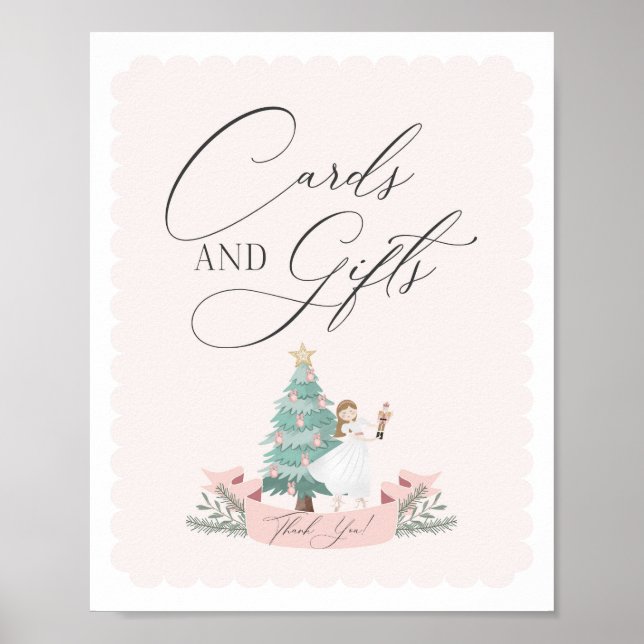 Poster baby shower rose noisette cartes et signes cadeaux (Devant)