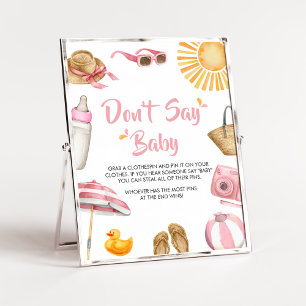 Poster Baby shower rose Splish Splash Ne pas dire bébé