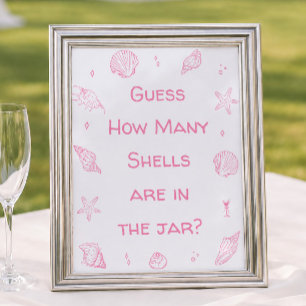 Poster Baby Shower Rose sur la Côte : Devinez combien