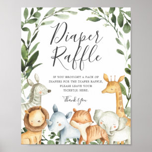 Poster Baby shower Safari Animaux Reflets