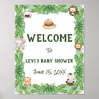 Poster Baby shower Safari Bienvenue