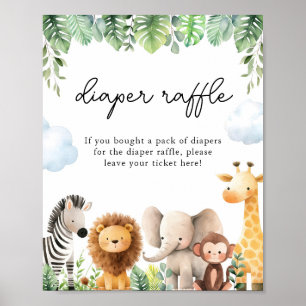 Poster Baby shower Safari Déchets Jeu Signe