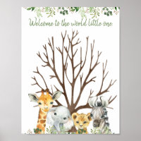 Baby shower Safari Empreintes digitales Inscriptio