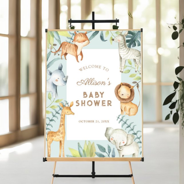 Poster Baby shower Safari garçon signe de bienvenue (Créateur téléchargé)