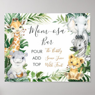 Poster Baby shower Safari Green - Mère-osa Bar Sign