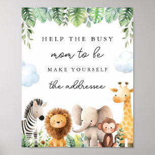 Poster Baby shower Safari Signes - Aidez la maman à être