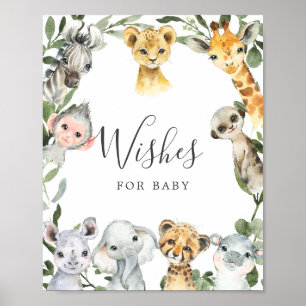 Poster Baby shower Safari Voeux Pour Bébé Signal