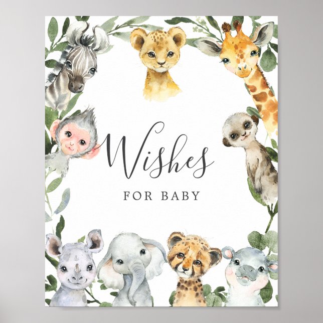Poster Baby shower Safari Voeux Pour Bébé Signal (Devant)