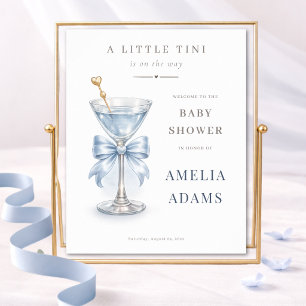 Poster Baby Shower Simple Bienvenue Petit Garçon Bleu Un