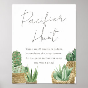 Poster Baby shower simple de chasse au pacifique Succulen