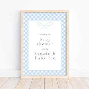 Poster Baby shower simple et moderne avec plan bleu