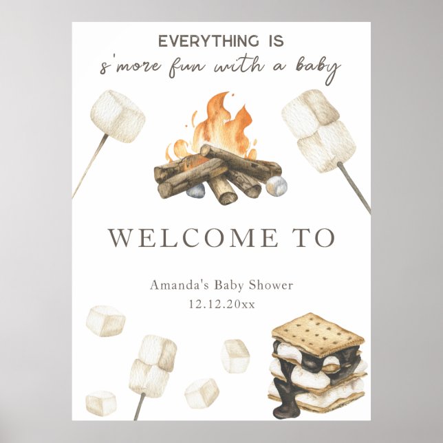 Poster Baby shower S'more fun Bienvenue (Devant)